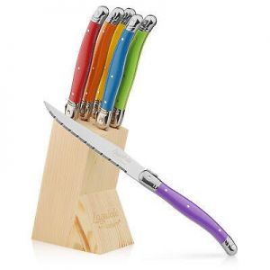 Chopmate - Laguiole Style Stainless Kitchen Knife Set - 6 New Colors Plus Block